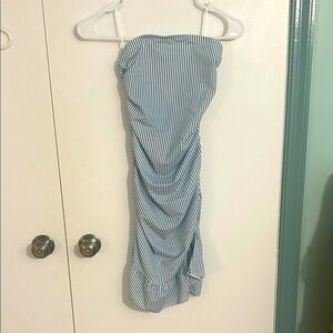 Striped Blue Strapless Dress